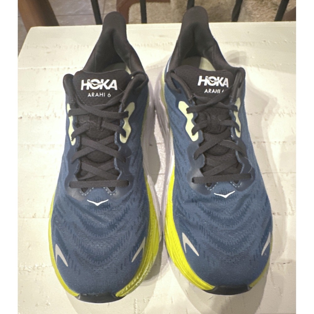 Hoka One One Arahi 6 Men's Running Shoes Blue Yellow Size 9.5 D 1123194 - Picture 4 of 12